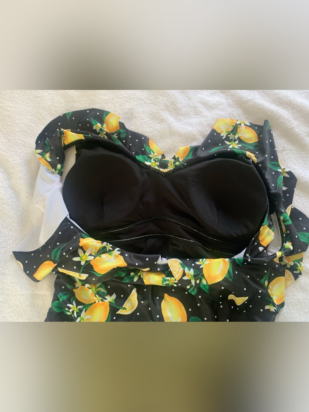 Daci Ruffled Vintage Retro Style Lemon Print Tummy Control Swimsuit Plus Size 16 - Picture 12 of 13